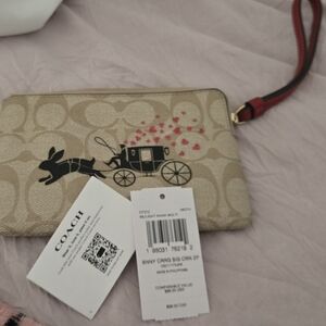 Coach Beige and Cream Signature Wristlet